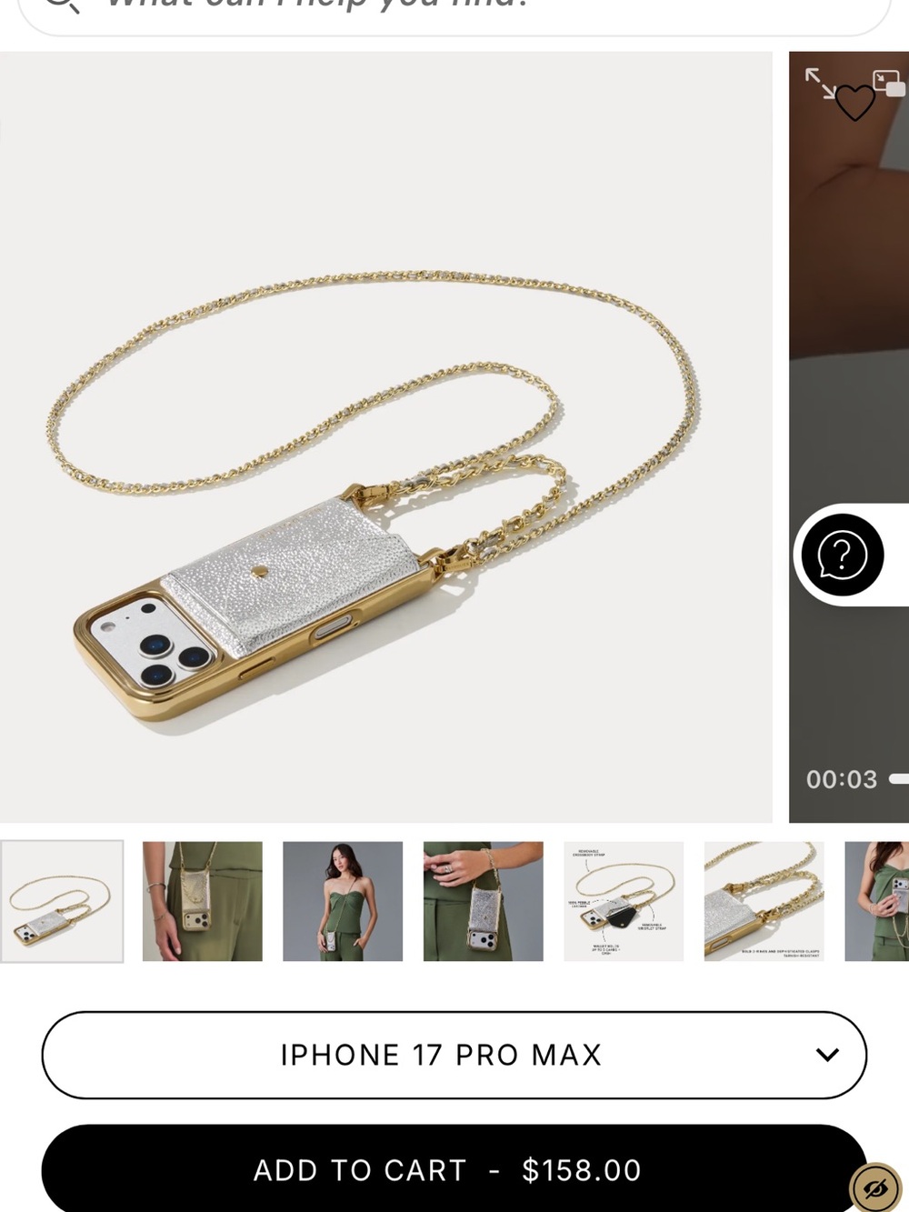 Bandolier Silver Leather Crossbody Phone Wallet with Gold Chain Accent